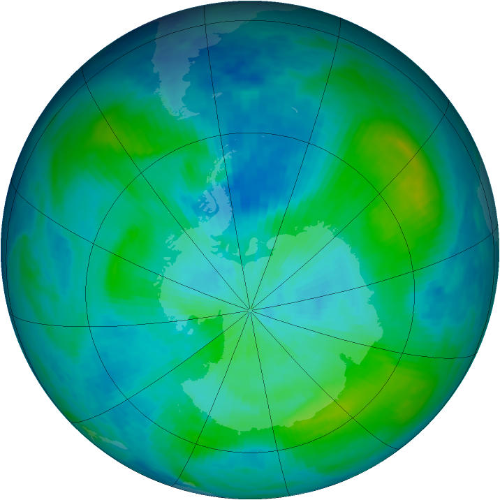 Antarctic ozone map for 28 February 1987